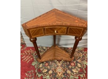 Inlaid Corner Stand With Drawer