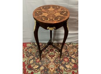 Small Round Inlaid Table With Gold Ormolu