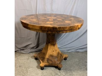 Burled Wood Center Table With 6 Ball Feet