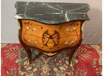 2 Drawer Inlaid Bombay Style Chest With Marble Top
