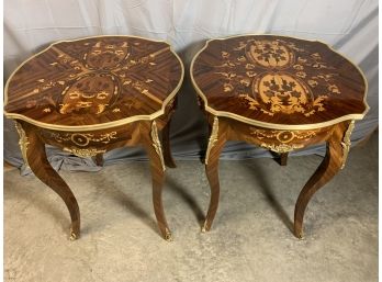 Pair Of Inlaid Brass Banded Tables