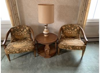 4 Piece Retro Chairs, Round Table, And Lamp Lot