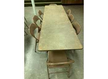 8ft Folding Table With 8 Metal Folding Chairs