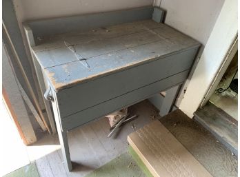 Antique Grey Painted Bin With A Tin Lining