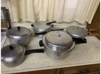 Group With Aluminum Cookware And Pressure Cookers