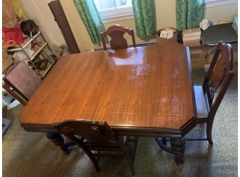 Walnut Art Deco Table With 4 Chairs