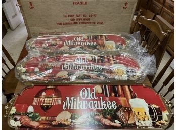 3 Old Milwaukee Beer Signs With Original Shipping Box NOS