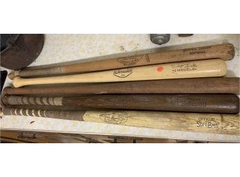 5 Softball Or Little League Wooden Bats Including H&B