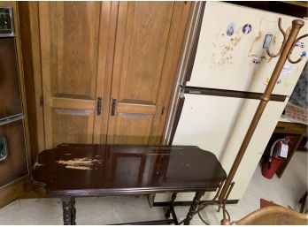 Two Lot Including A Hall Table And A Gold Colored Coat Rack