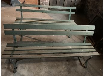 Pair Of Antique And Wooden Green Benches
