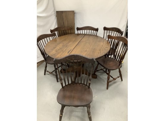 Oak Hitchcock Kitchen Table With 6 Windsor Chairs