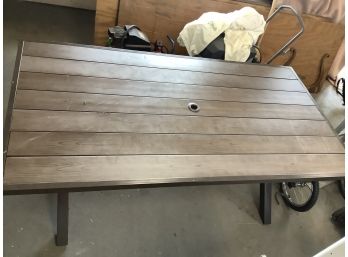 Metal Wood Grained Patio Table