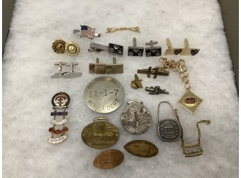 Grouping Of Vintage Costume Jewelry Including Men’s And Badges/Medals