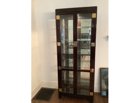 Oriental Curio Cabinet With Glass Shelves And A Light