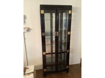 Black Oriental Curio Cabinet With Light On The Top