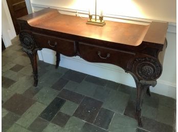Mahogany Vanity With Ornate Carved Legs