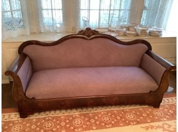 Antique Empire Carved Back Sofa Thats Been Reupholstered C1860
