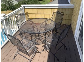 5 Piece Iron Patio Set With 4 Spring Chairs