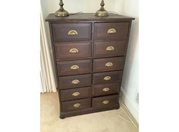 12 Drawer Oak Cabinet