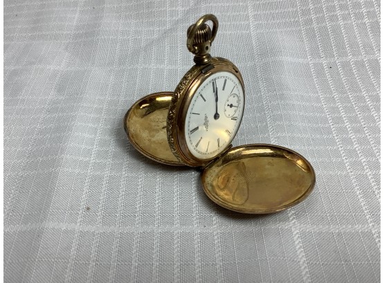 14kt Illinois Hunter Case Pocket Watch With Great Etched Case