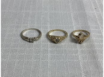 3- 14kt Diamond Rings 5.2 Grams
