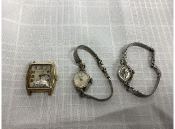 3 Vintage Watches Including A Mens Gold Filled Hamilton