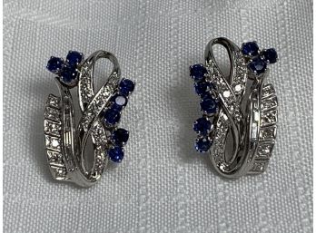 18kt Diamond And Sapphire Earings 8.1 Grams