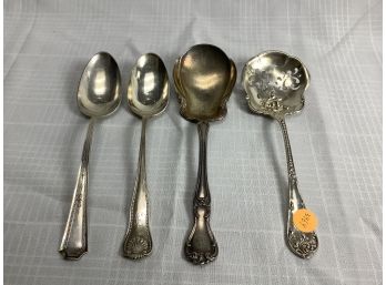 4 Sterling Silver Serving Spoons  9.1ozt