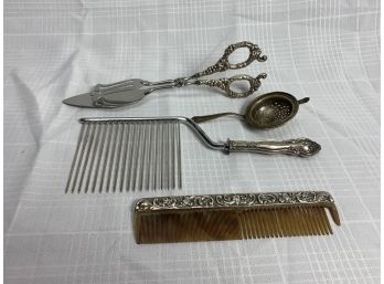 4 Pieces Of Sterling Silver Handled Items Including A Cake Server