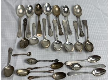 23 Sterling Silver Spoons And Collector Spoons 14.1 Ozt