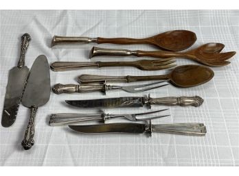 5 Sets Of Sterling Silver Handled Carving Set Or Serving Pieces 10 Pcs