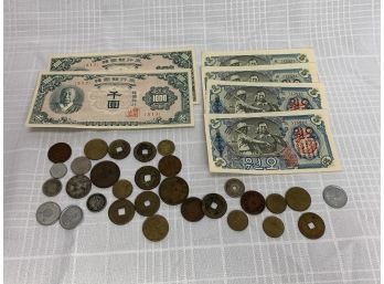 Foreign Coin And Paper Money Lot