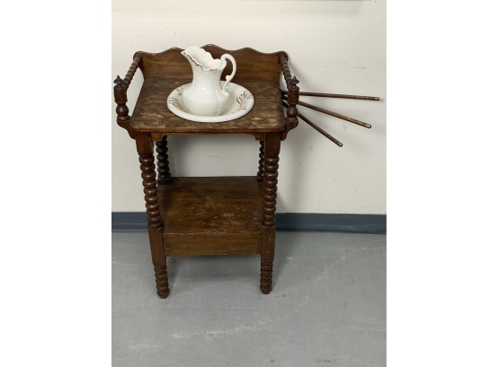 Antique Wash Stand With Pitcher And Bowl