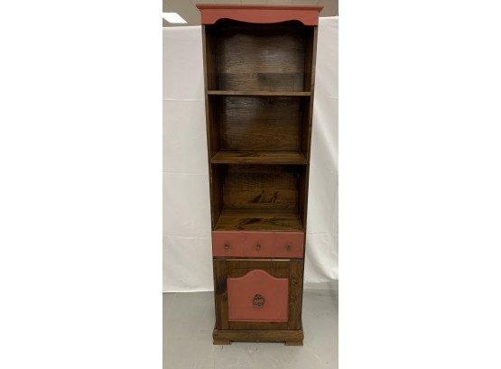 Pine Country Cabinet With Red Paint