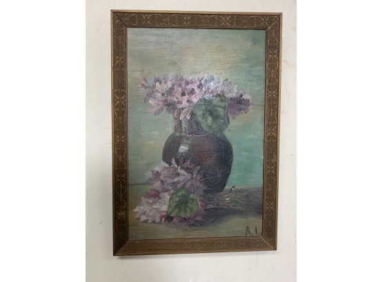 Antique Floral Still Life Painting On Board