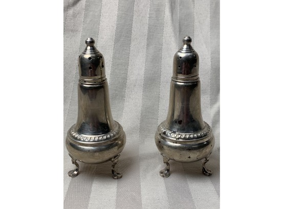 Pair Of Sterling Silver Footed Salt And Pepper Shakers