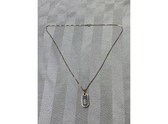 14kt Gold Box Chain With 14Kt Gold B Pendant