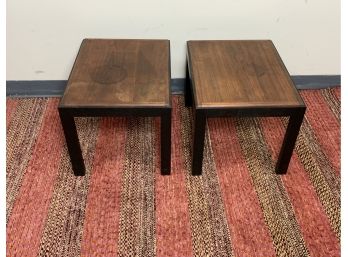 Pair Of Mid Century Modern Black Lacquer Accent Side Tables