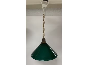 Vintage Green And White Glass Hanging Fixture