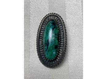 Sterling Silver Malachite Made In Isreal Pin/ Pendant