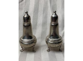 Pair Of Sterling Silver Footed Salt And Pepper Shakers