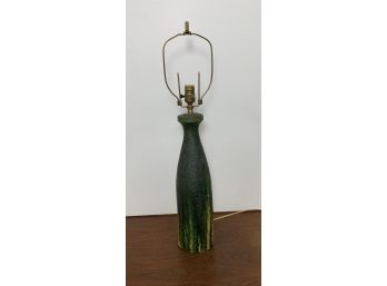 Mid Century Modern Signed Pottery Green Drip Lamp