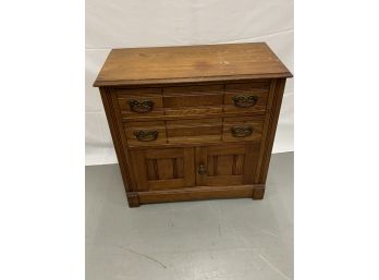 Antique Chestnut Commode With 2 Drawers And 2 Doors