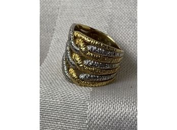 18kt Two Tone Yellow And White Gold Twist Pattern