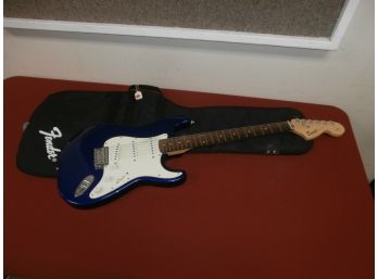 Affinity Series Fender Squire Strat Electric Guitar-blue And White With Black Carrying Case