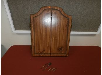 Marlborough Country Store Dart Board In Wood Case With Darts Included