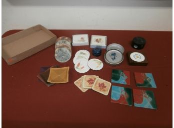 Assortment Of Coaster Sets-Tile-Cork-Textile-Lacquerware