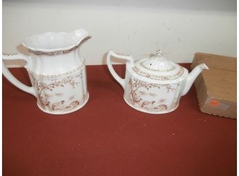Pitcher And A  Tea Pot Furnivals, Quail Pattern