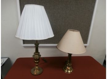 2 Brass Table Lamps With Shades