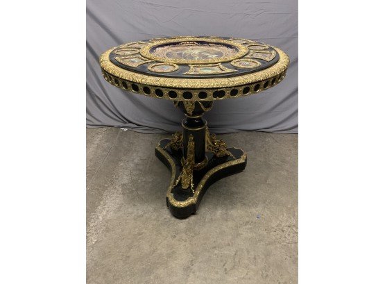 Highly Decorated Center Table With Porcelain Insets And Great Ormolu Rams Heads And Full Figures